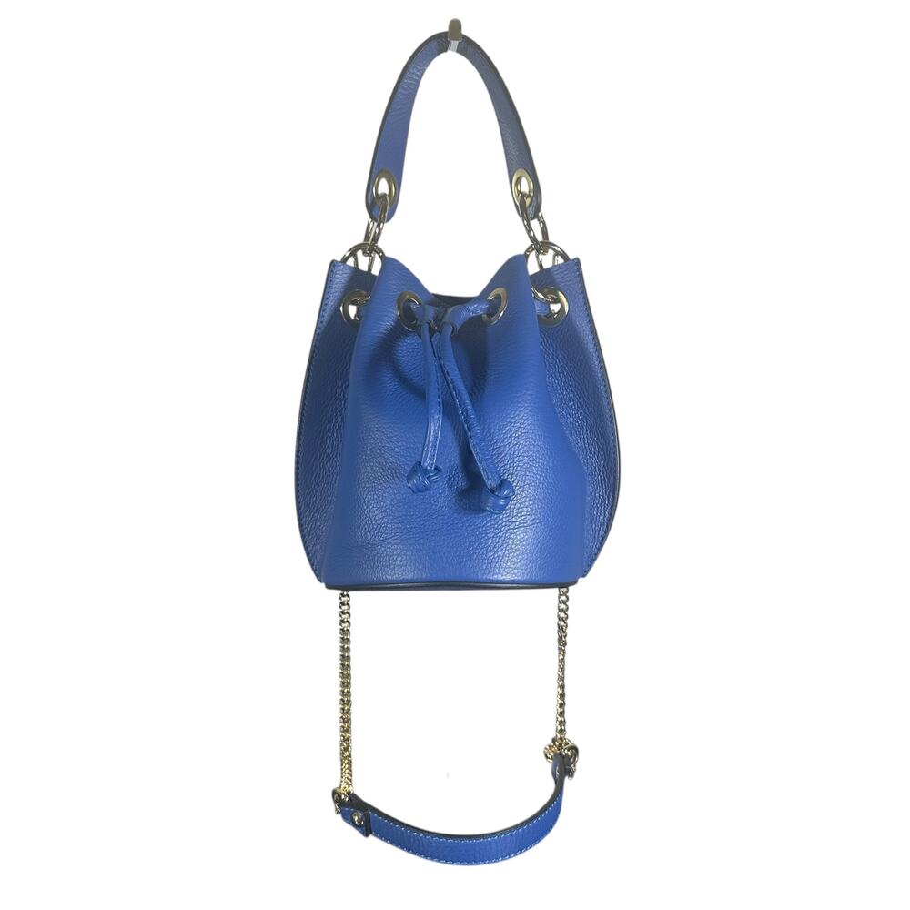 Diva Bags Alcina Bluette Leather Bucket Bag Gold Chain Crossbody made in Italy - Picture 11 of 11